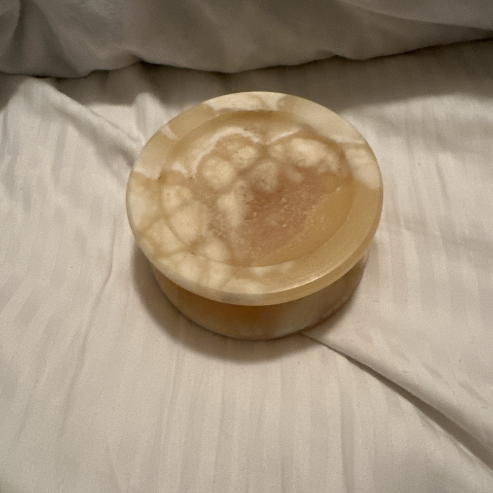 Vintage Egyptian Honey‎ Alabaster Pillar Candle Holder Stand Marbled Stone Decor